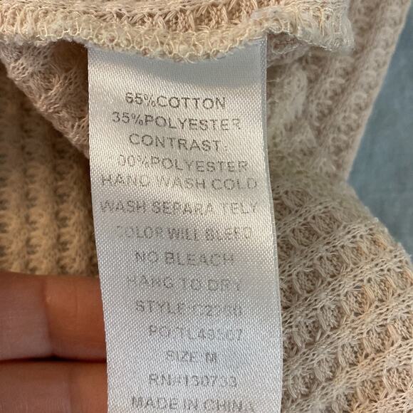 Umgee Mixed Media Waffle Knit and Ruffle Sleeve Boho Top Size Medium - Picture 5 of 7